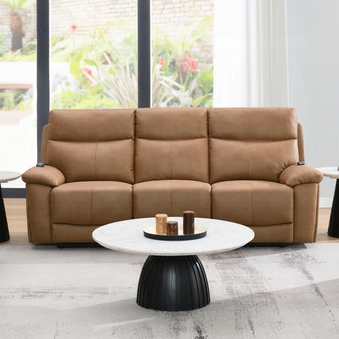 Chavis Brown Leather Aire Power Motion Reclining Sofa