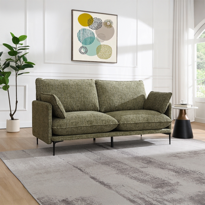 Dalton Green Chenille Sofa with 2 Pillows
