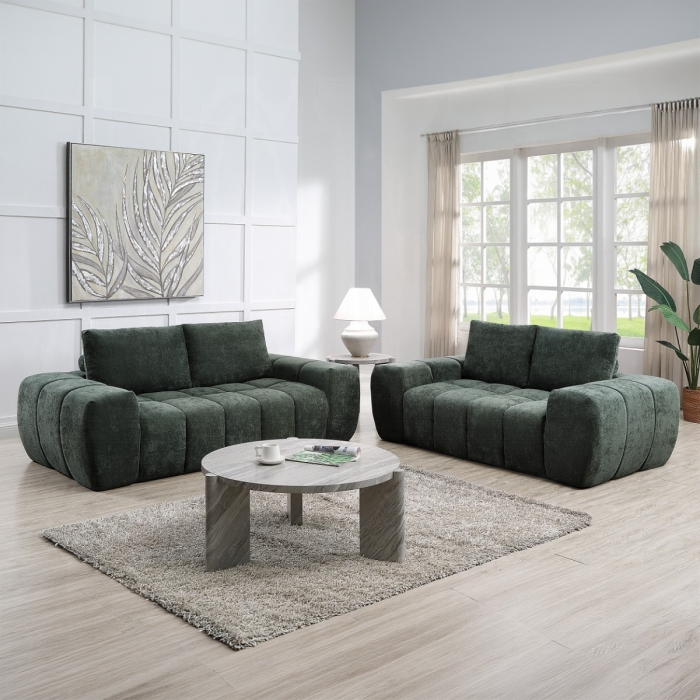 Medwin Green Linen Compressed Sofa