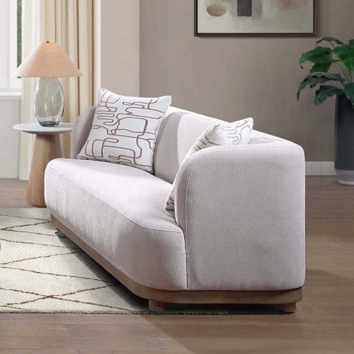 Duncan Beige Chenille Loveseat with 2 Pillows