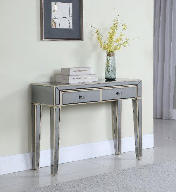 Mirrored Console Table with Crystal Knobs