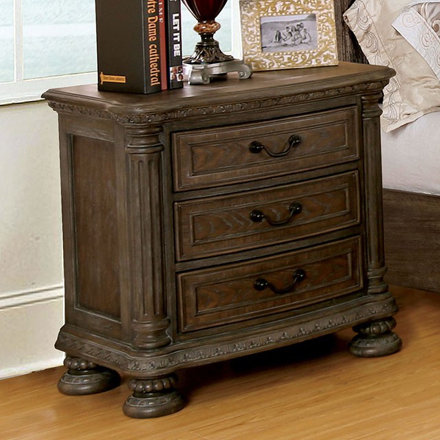Persephone Ornately-Carved Traditional Night Stand