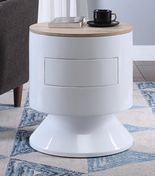 Otith Contemporary Drum High Gloss Accent Table