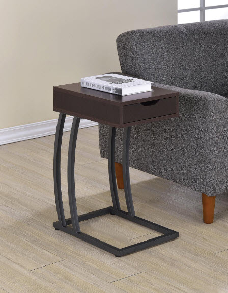 Troy 1-drawer C-Shaped Side Table Power Outlet