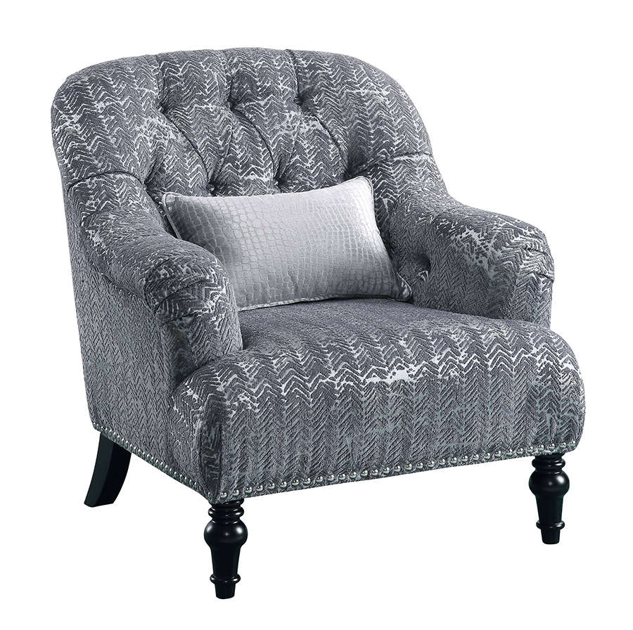 Gaura Button Tufted Chair with Pillow
