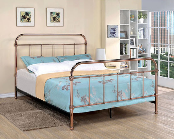 Tamia Rose Gold Metal Bed