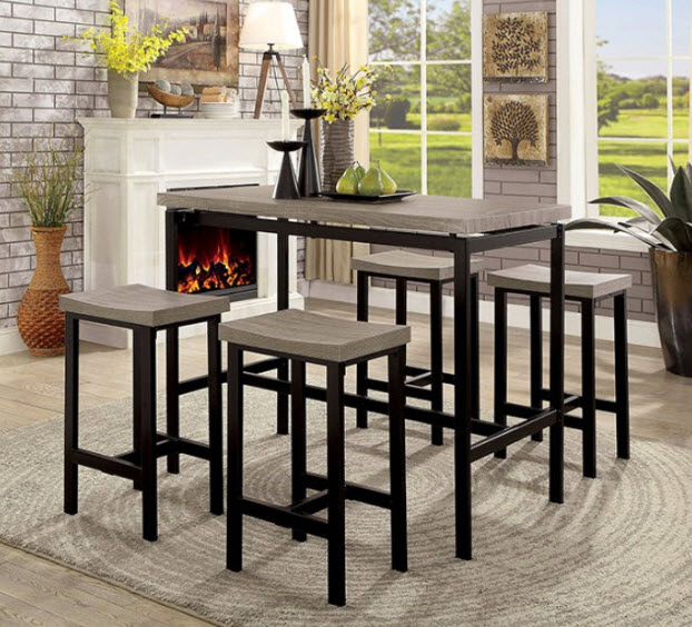 Vilvoorde Two-Tone Design 5 Piece Counter Height Table Set
