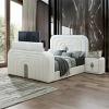 Shelyn Queen Platform Bed with LED, TV Cabinet, Fireplace & Bluetooth