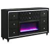Lorient LED Upholstered Wingback Black Flame Box Dresser