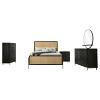 Arini Rattan Panel Black and Natural Bed
