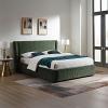 Cheryl Dark Green Chenille Platform Bed