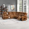 Taddeo Brown Leatherette Power Motion Reclining Sectional Sofa