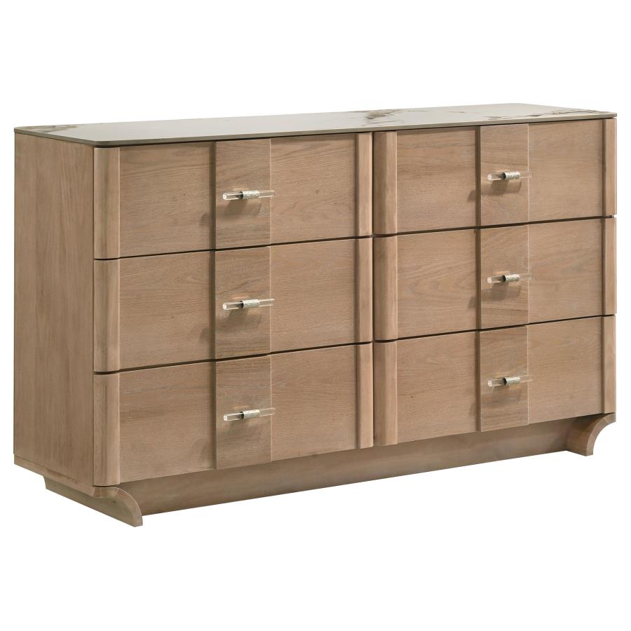 Leanne LED Panel Off White and Light Oak Dresser