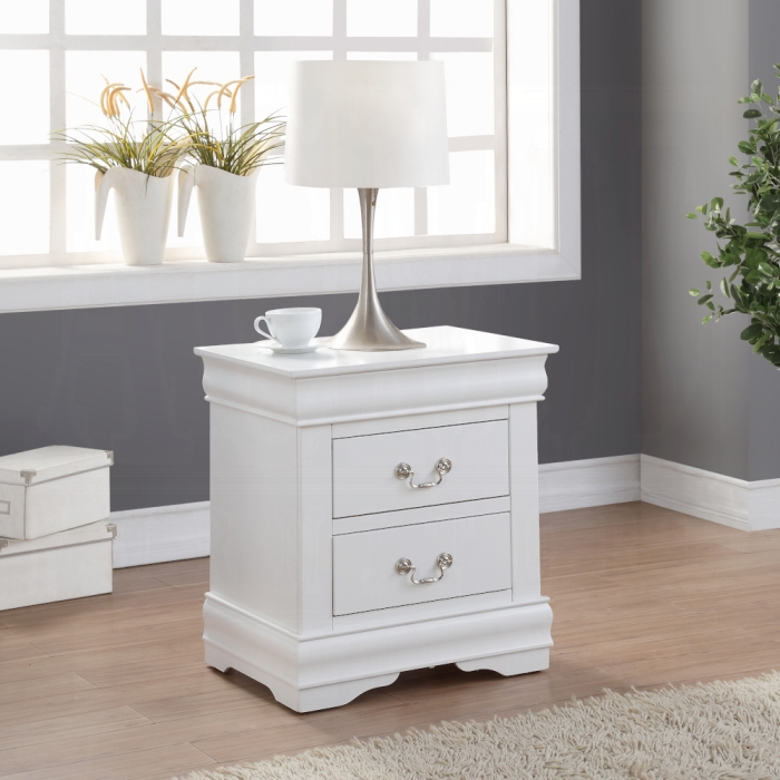 Louis Philippe Composite Wood White Nightstand