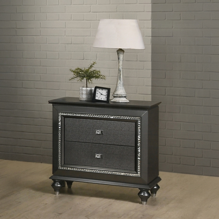 Kaitlyn Metallic Gray Finish Nightstand