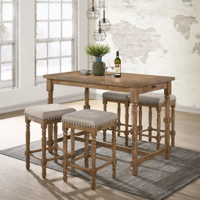 Farsiris Weathered Oak Counter Height Table