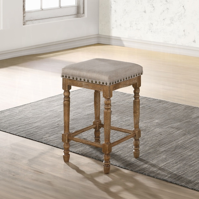 Farsiris Beige Fabric Counter Height Stool Set of 2