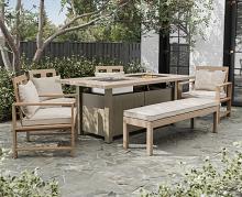 Bordeaux Contemporary Dining Table w/ Fire Pit & Cooler