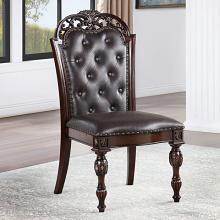 Nouvelle Faux Wood Carved Details Side Chair Set of 2