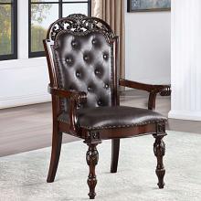 Nouvelle Faux Wood Carved Details Arm Chair Set of 2