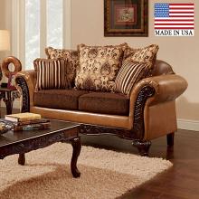 Isabella Intricate Wood Trim Loveseat