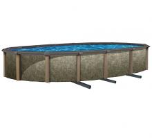 15' x 30' Riviera Oval Steel Wall Hybrid Above Ground Pool w/ 8-in Top Rail - 54" Deep