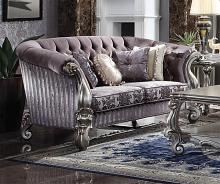 Versailles Vintage Velvet and Antique Platinum Crescent Loveseat
