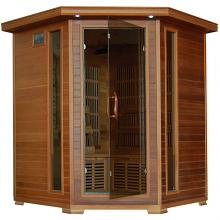 Whistler 4-Person Cedar Corner Infrared Sauna w/ 10 Carbon Heaters