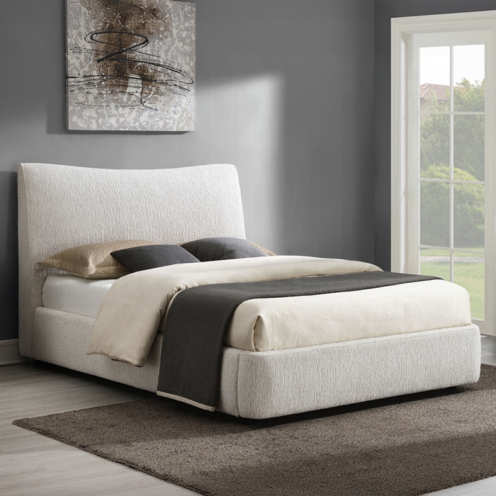 Renee Aperol Beige Chenille Platform Bed