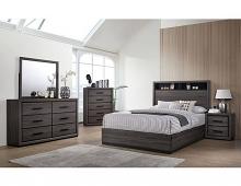 Conwy Gray Wood Grain Finish Bed