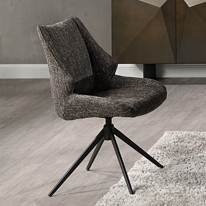 Malika Brown Chenille Side Chair with Swivel Set of 2