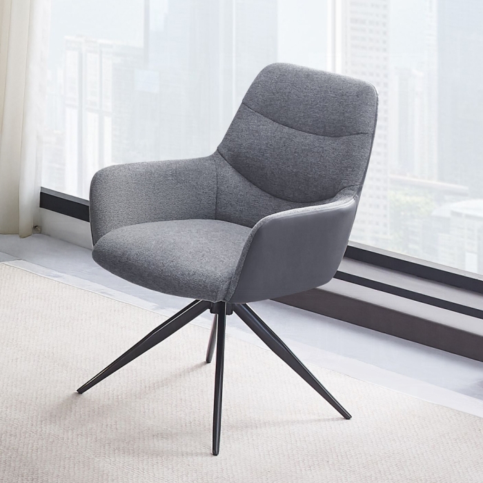 Hester Gray Fabric Arm Chair Set of 2