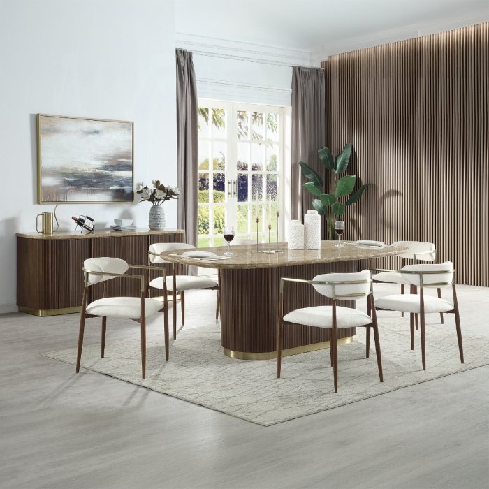 Clayten Natural Marble Top Dining Table