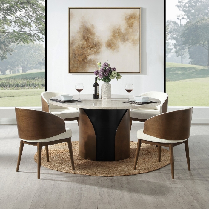 Rufina Natural Marble Top Round Dining Table