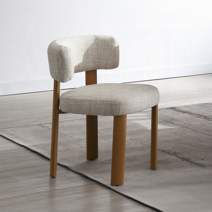 Ogin Beige Chenille Side Chair Set of 2