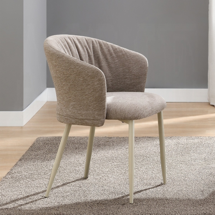 Ogin Dark Beige Chenille Arm Chair Set of 2
