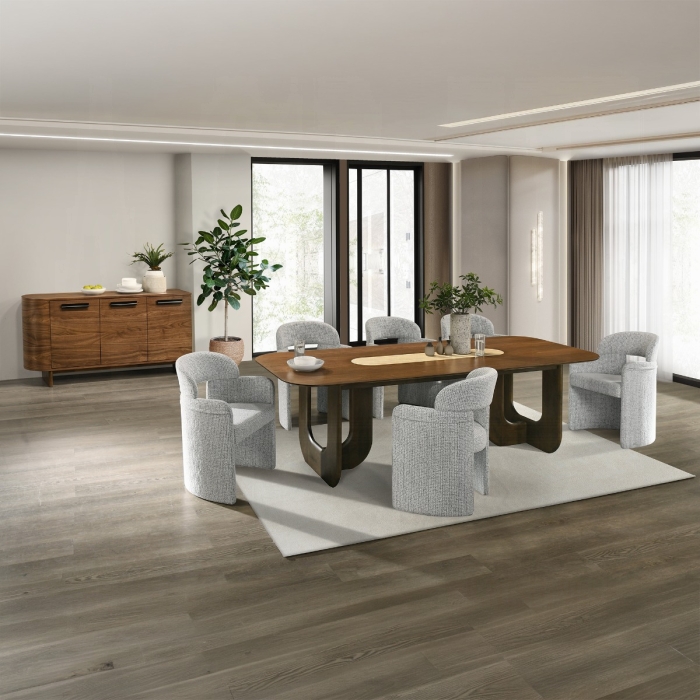 Kyree Walnut Solid Rubber Wood Dining Table