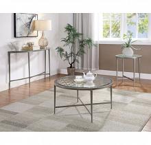 Freja Contemporary Satin Plated Steel Coffee Table with Decorative Pattern