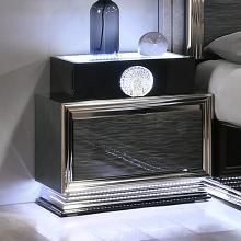 Noire Contemporary Charcoal Gray Black Nightstand