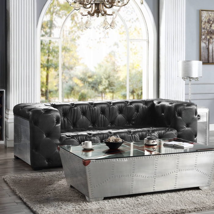 Brancaster Black Top Grain Leather Sofa