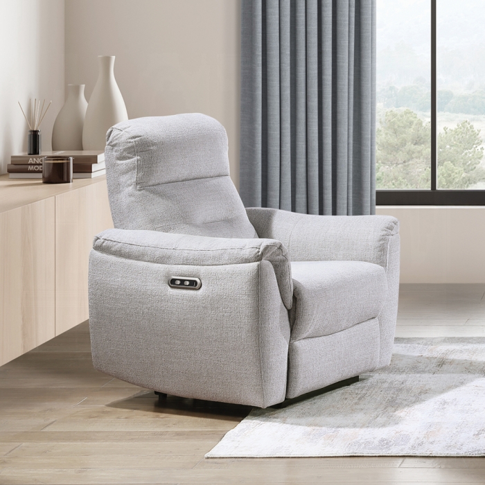 Eastre Gray Chenille Power Motion Recliner
