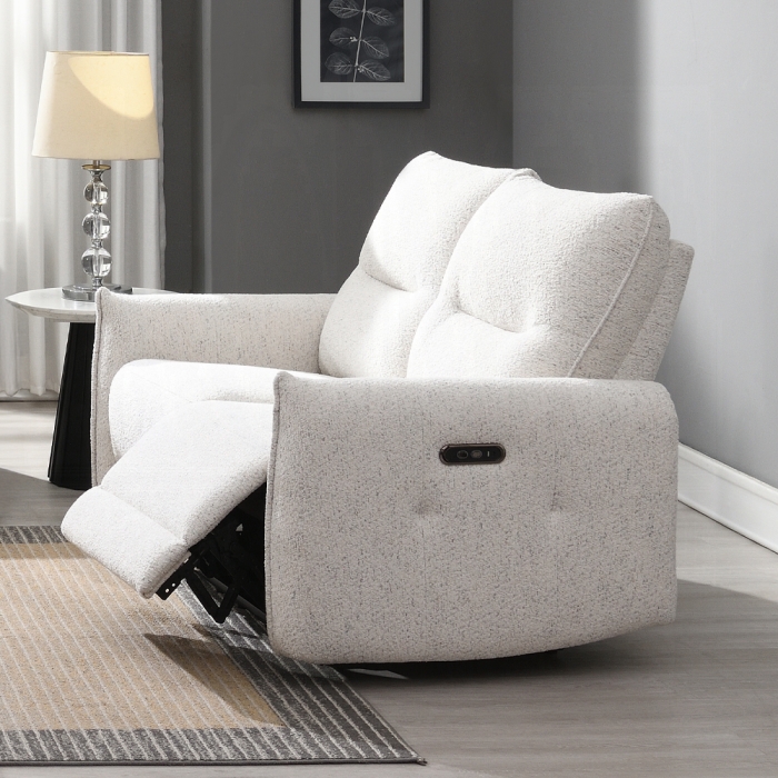 Lalisa Cream Chenille Power Motion Reclining Loveseat