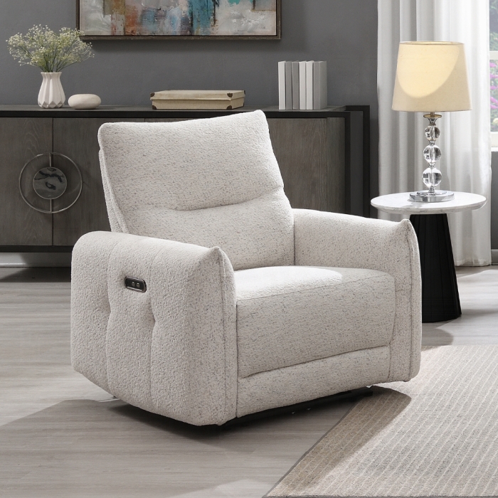 Lalisa Cream Chenille Power Motion Recliner