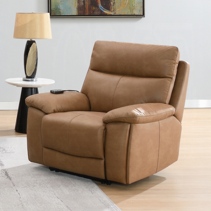Chavis Brown Leather Aire Power Motion Recliner