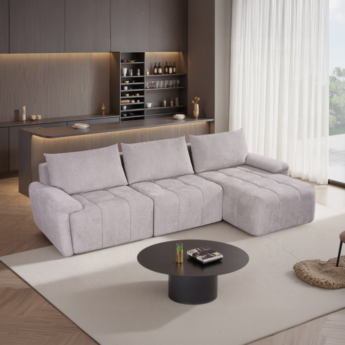 Dorcas Gray Linen Compressed Sectional Sofa