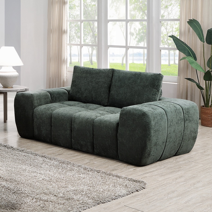 Medwin Green Linen Compressed Loveseat