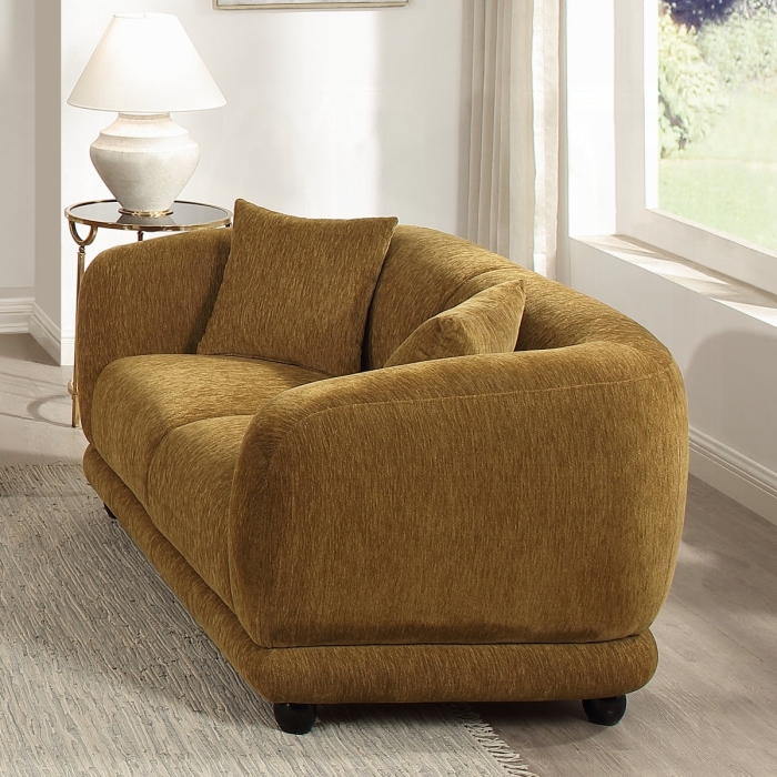 Lennox Brown Chenille Loveseat with 2 Pillows
