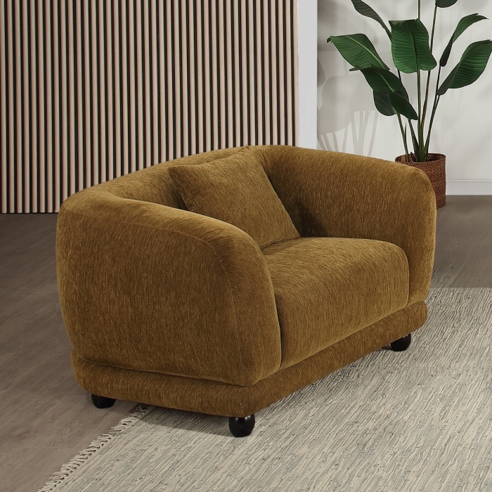 Lennox Brown Chenille Accent Chair with Pillow