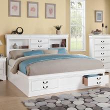 Louis Philippe III White Storage Platform Bed